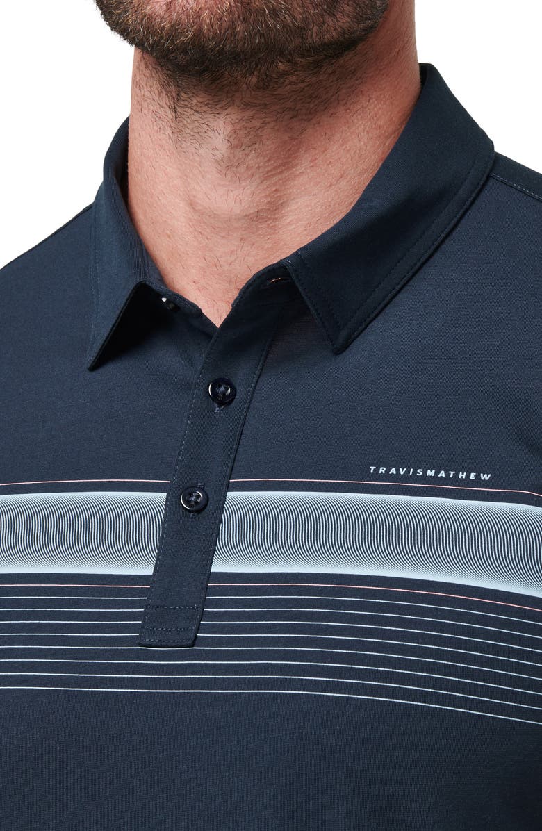 TravisMathew State of the Art Stripe Piqué Golf Polo, Alternate, color, Total Eclipse