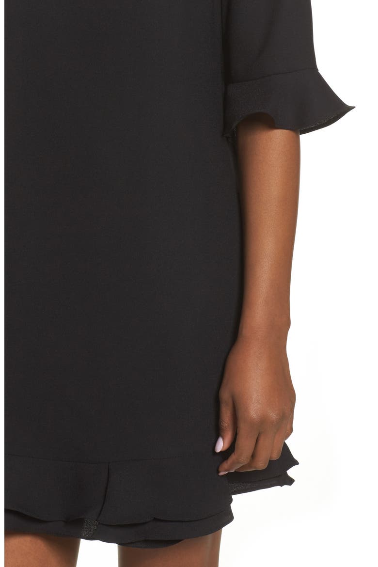 Kate Ruffle Hem A-Line Crepe Dress, Alternate, color, BLACK