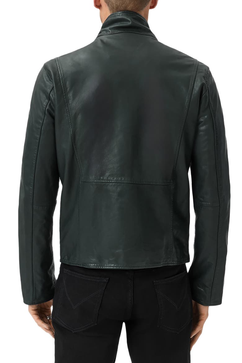 Jared Leather Racer Jacket, Alternate, color, SEAWEED