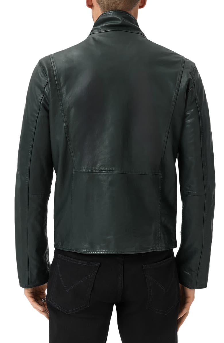 John Varvatos Jared Leather Racer Jacket, Alternate, color, Seaweed