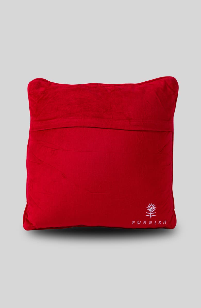 Furbish Bah Humbug Holiday Needlepoint Pillow, Alternate, color, Red