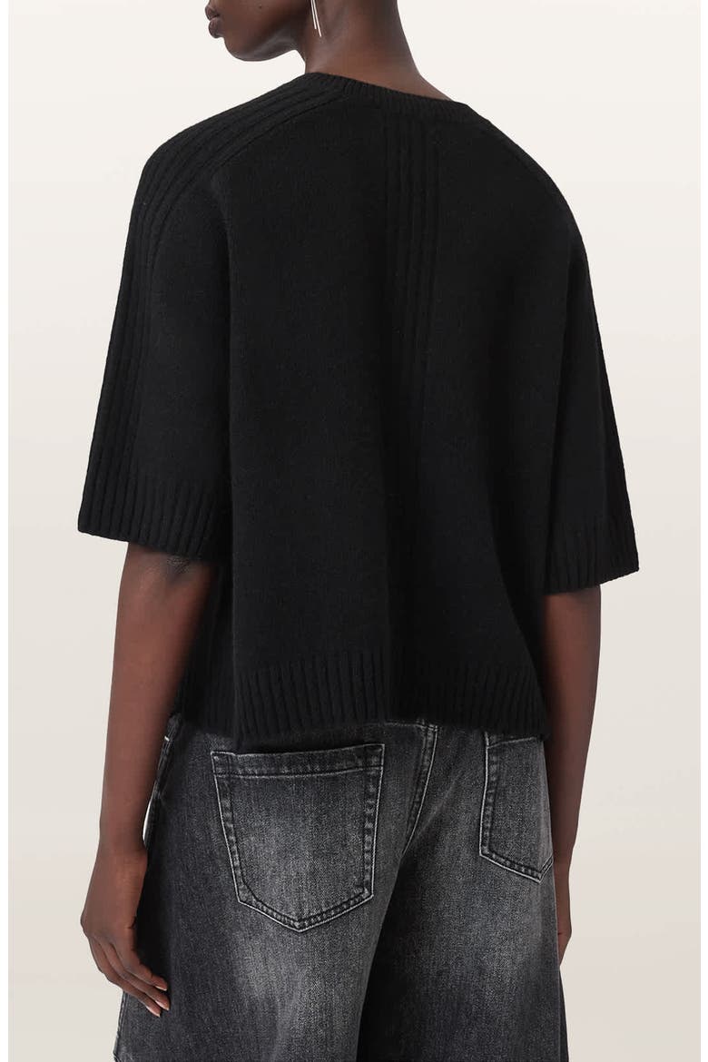 Nix Short Sleeve Cashmere & Wool Sweater, Alternate, color, BLACK
