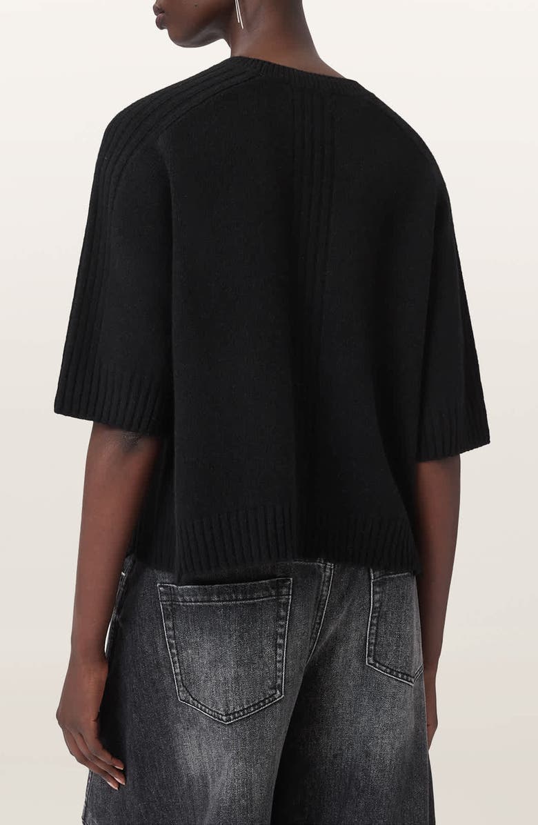 AllSaints Nix Short Sleeve Cashmere & Wool Sweater, Alternate, color, Black