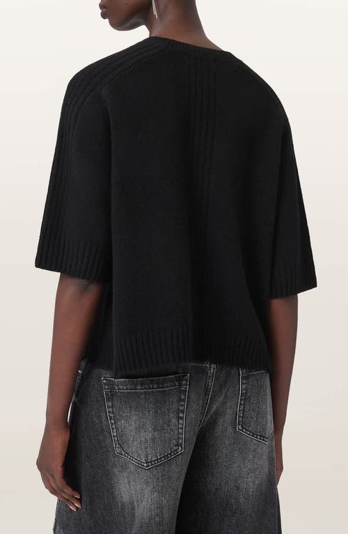 Allsaints Nix Short Sleeve Cashmere & Wool Sweater In Black
