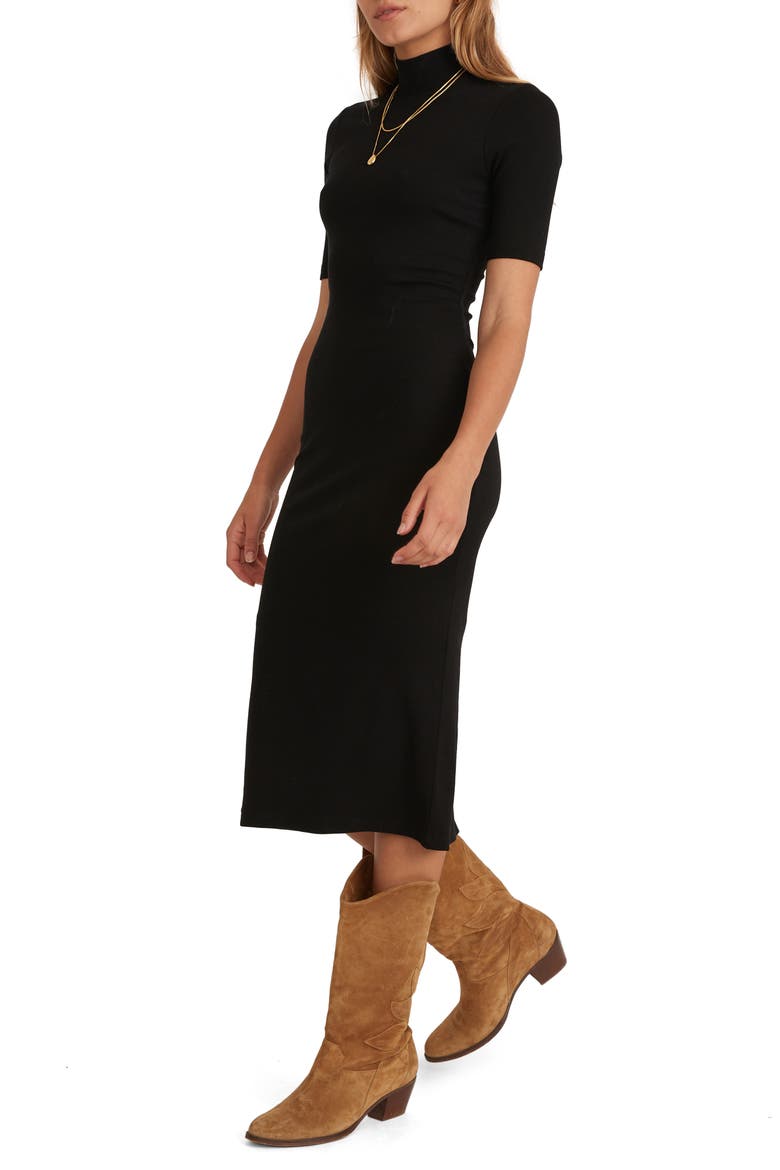 Lexi Rib Dress, Alternate, color, BLACK