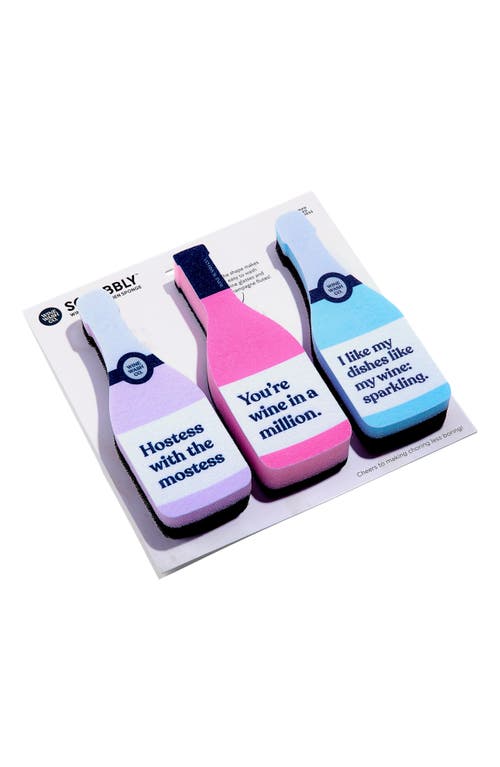 Wine Wash Co. Set Of 3 Scrubbly Kitchen Wine Sponges In Multi