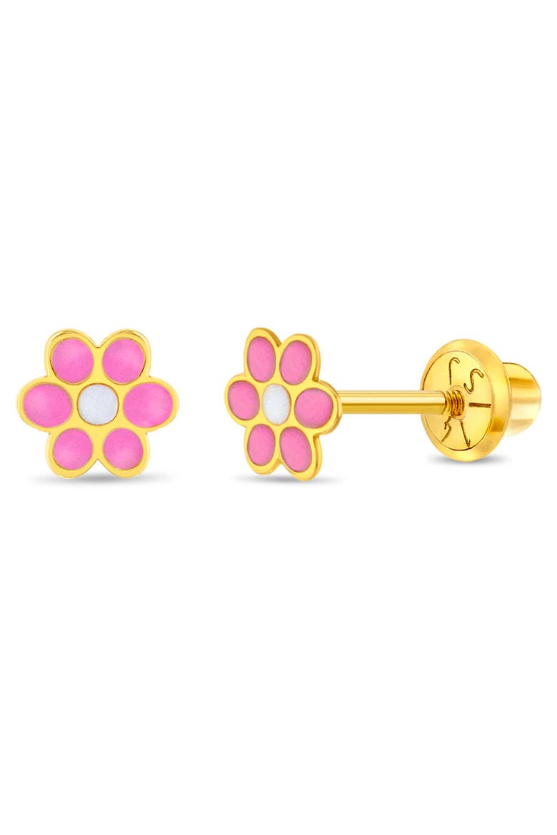 14k Enamel Daisy Earrings, Main, color, Pink