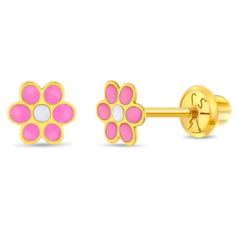 14k Enamel Daisy Earrings