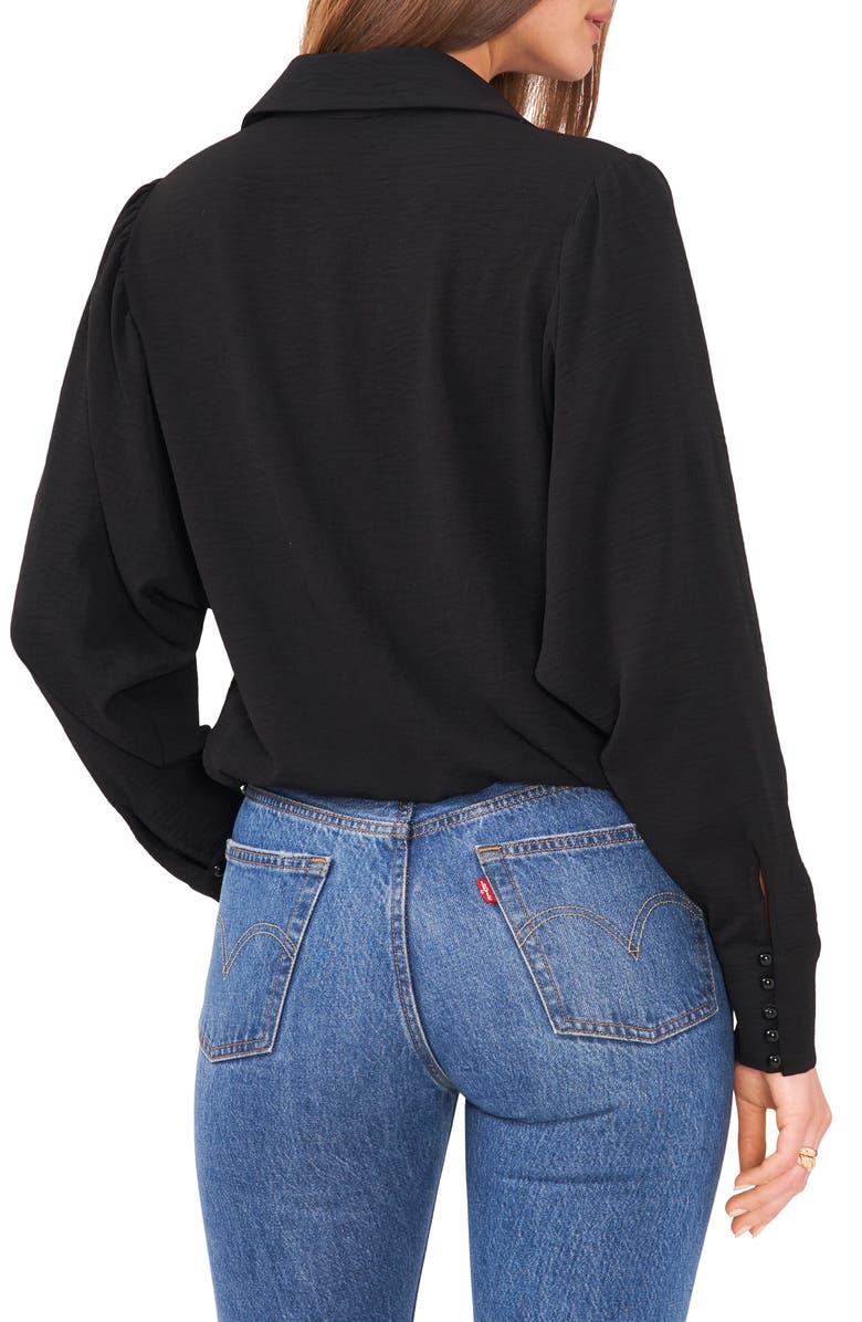 Vince Camuto Hammered Satin Tie Front Top, Alternate, color, 