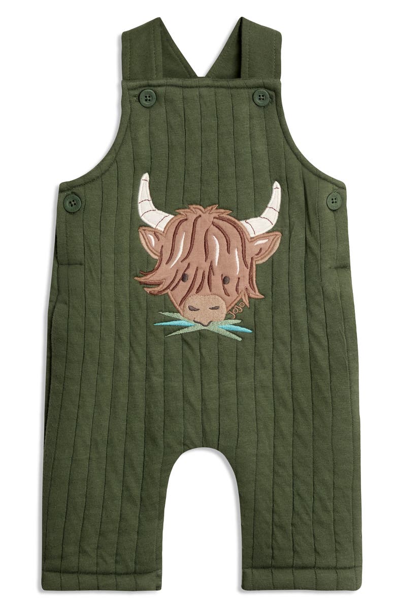 JOJO MAMAN BEBE Highland Cow Print T-Shirt & Appliqué Overalls Set, Alternate, color, Khaki