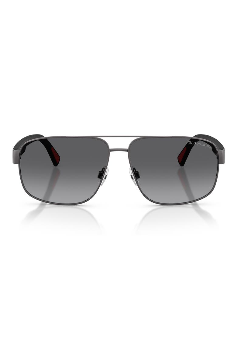 61mm Gradient Polarized Pilot Sunglasses, Main, color, SEMISHINY DARK GUNMETAL