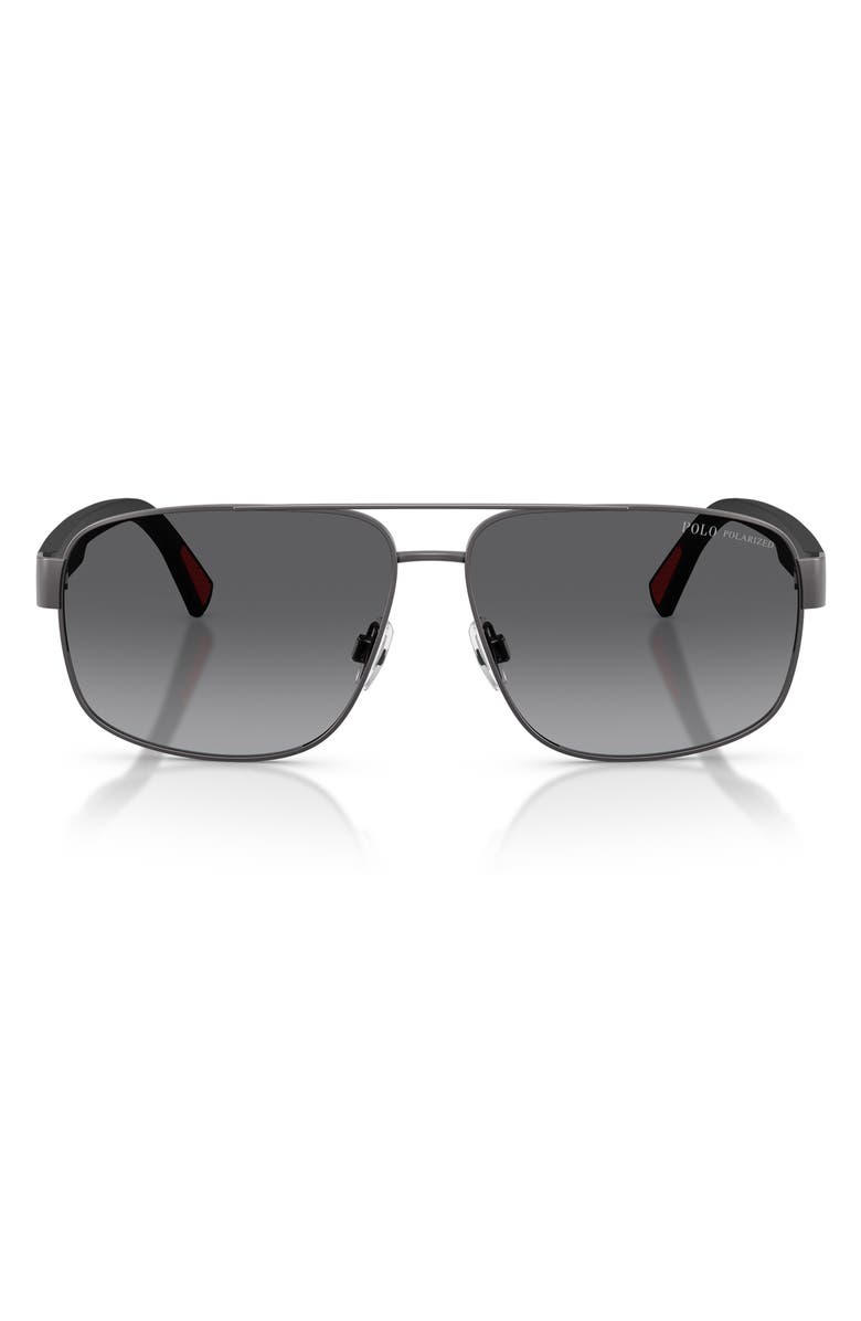 Polo Ralph Lauren 61mm Gradient Polarized Pilot Sunglasses, Main, color, Semishiny Dark Gunmetal