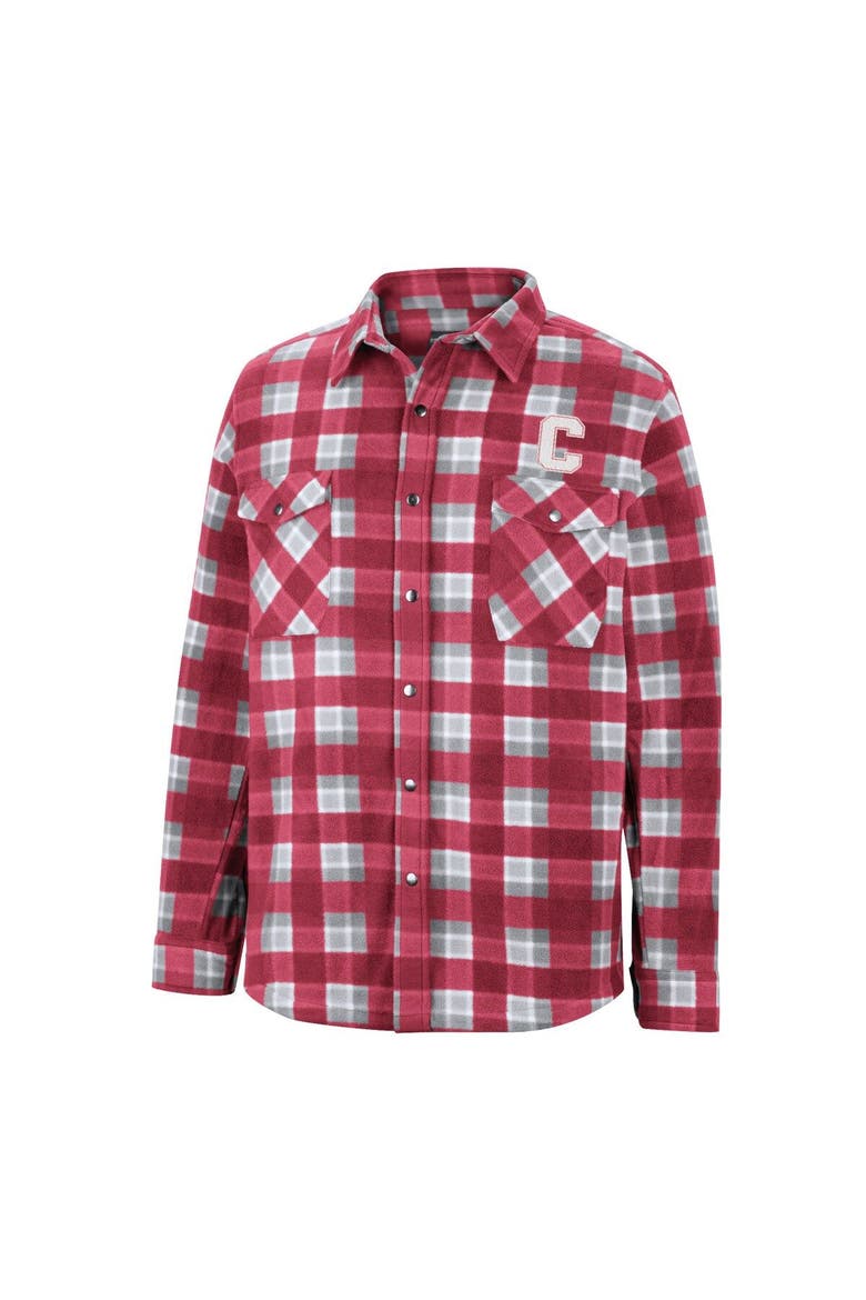 Men's Colosseum Red/White Cornell Big Red Ellis Plaid Full-Snap Shirt Jacket, Alternate, color, Red