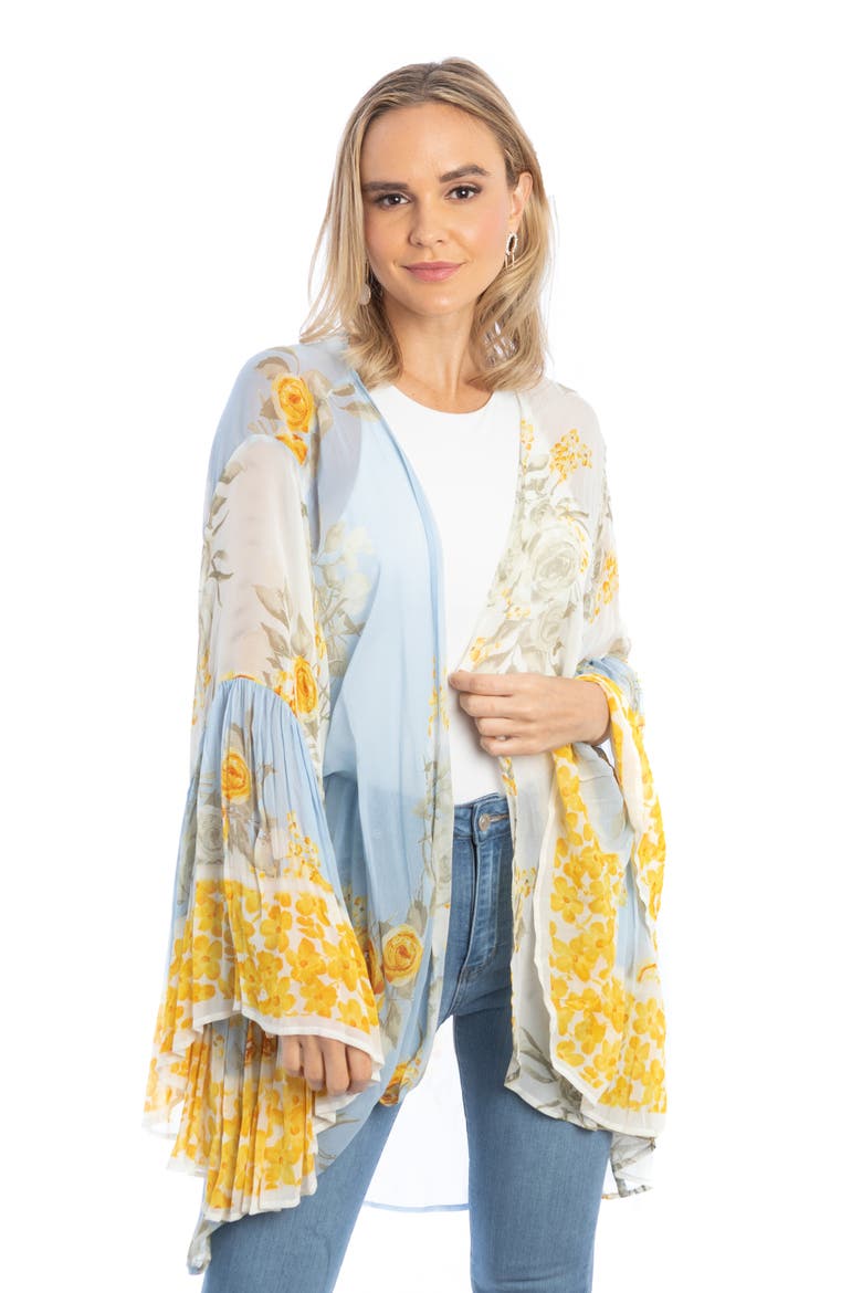 Floral Garden Sheer Ruana, Main, color, BLUE