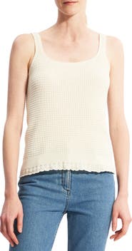 Theory Brist Lace Trim Cotton Blend Tank Top