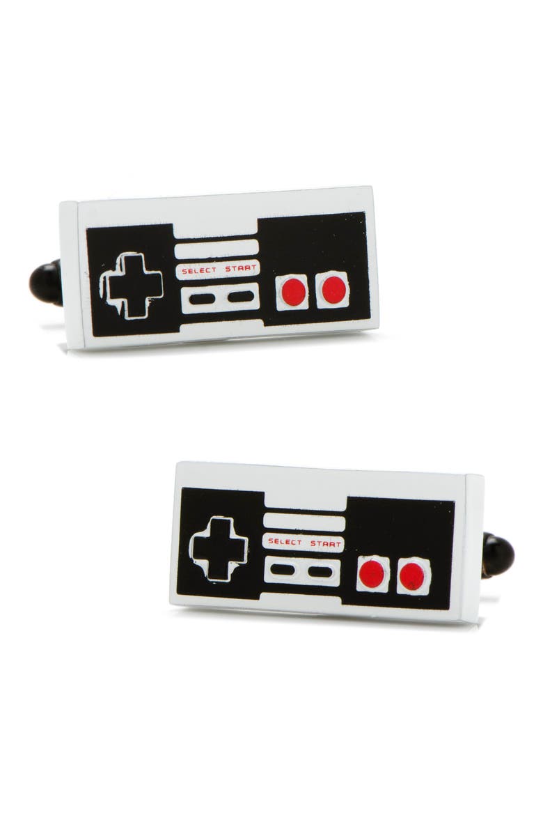 3D Vintage Game Cuff Links, Main, color, GREY/ BLACK