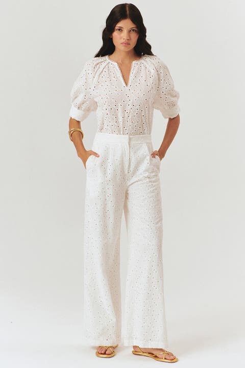Broderie Anglaise Fabric Pants