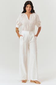 Exquise Broderie Anglaise Fabric Pants
