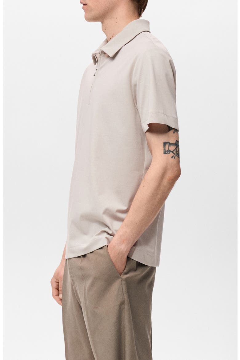 Zip Cotton Blend Polo, Alternate, color, SAND