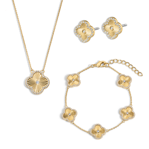 Electric Picks Icon Clover Necklace, Bracelet And Studs