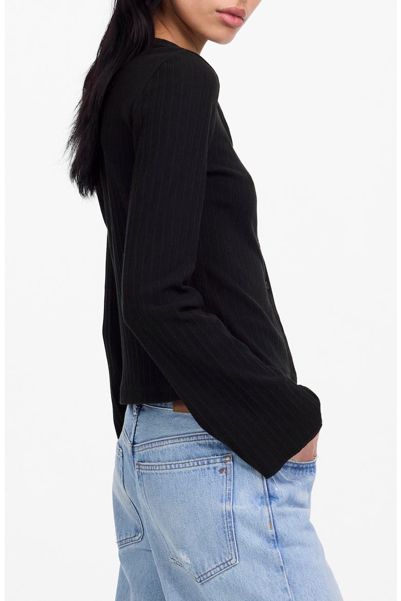 Flare Sleeve Cotton Cardigan, Alternate, color, JET BLACK