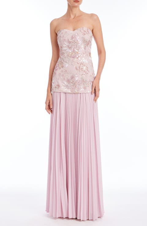 Embellished Drop Waist Evening Gown