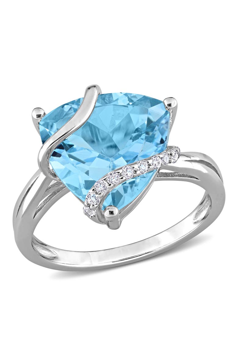 Gemstones & White Topaz Trilliant Ring, Main, color, Blue Topaz