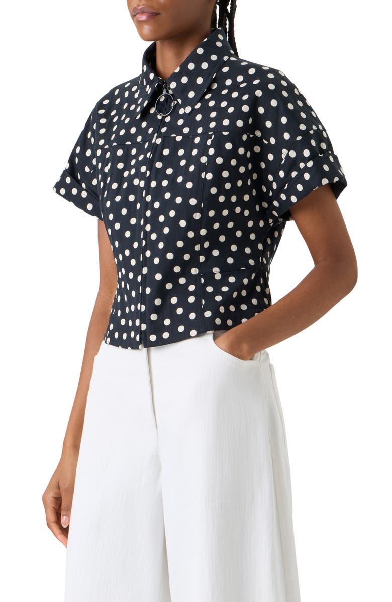 Akris punto Polka Dot Jacquard Fitted Jacket, Alternate, color, Black-Cream