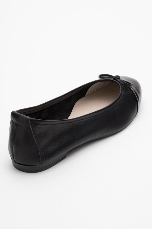 Forever & Always Shoes Rayne Cap Toe Leather Ballet Flats In Black Leather