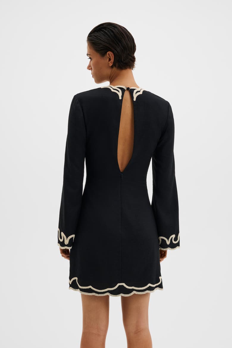 Henny Embroidered Mini Dress, Alternate, color, Black
