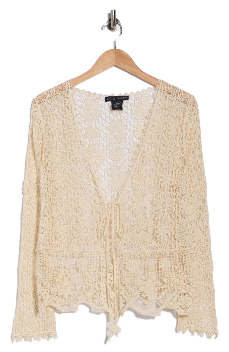 Forgotten Grace Crochet Lace Tie Front Top, Main, color,