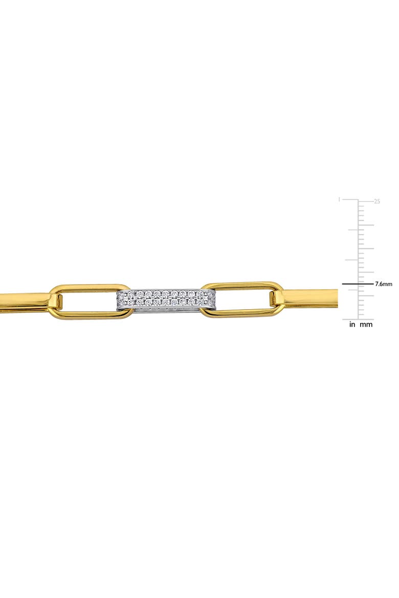 Cubic Zirconia Paperclip Bracelet Two-Tone, Alternate, color, 14k Yellow Gold