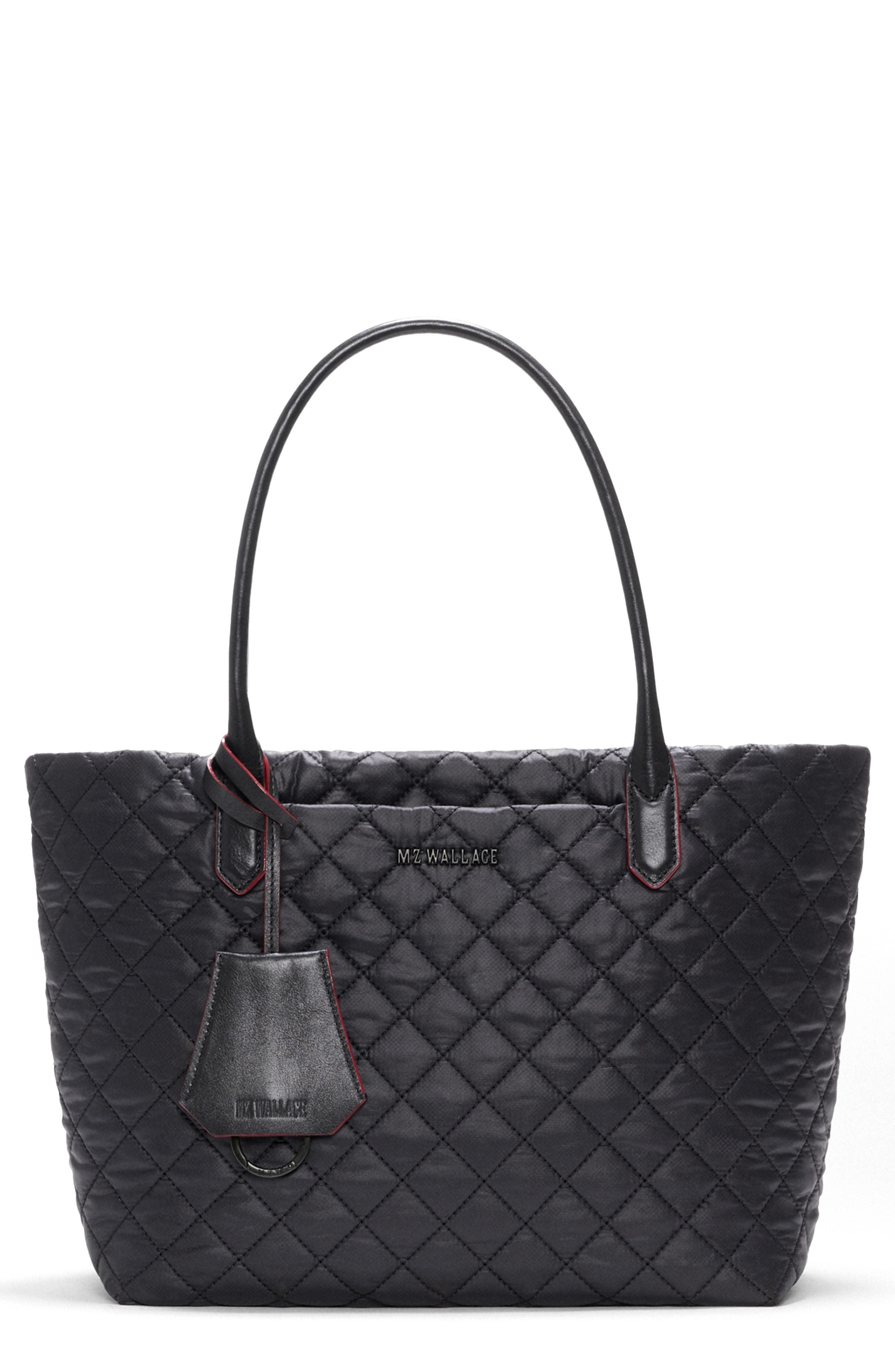 Daily Small Quilted Nylon Tote, Main, color, BLACK