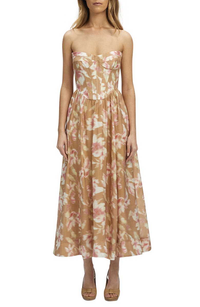 Bardot Lola Floral Strapless Corset Dress, Main, color, 