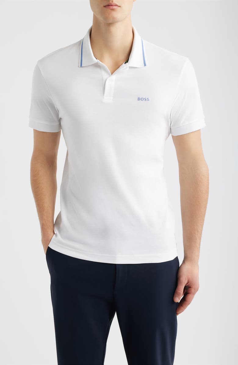 BOSS Paddy Cotton Polo, Main, color, White