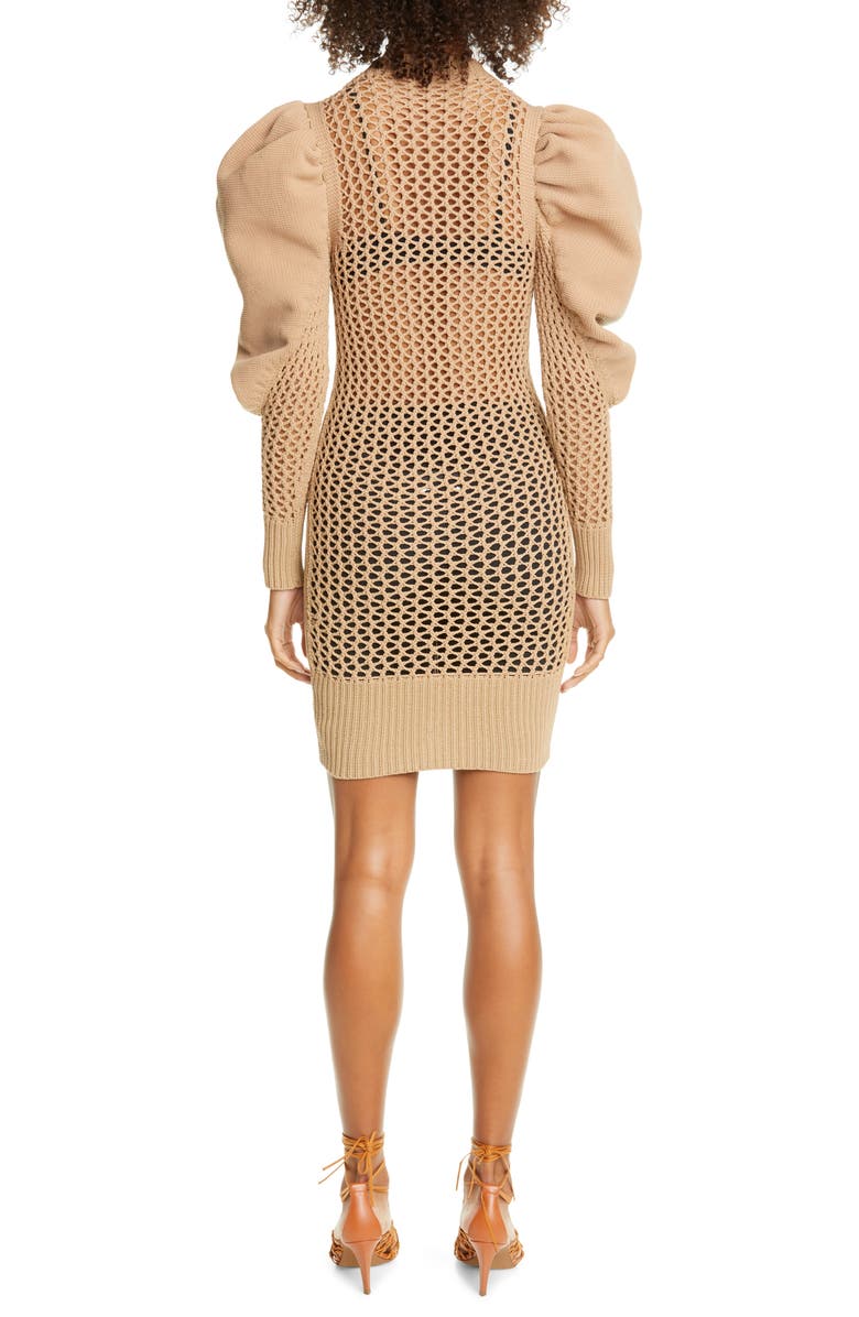 Isa Boulder Long Sleeve Mesh Back Cable Knit Sweater Dress, Alternate, color,