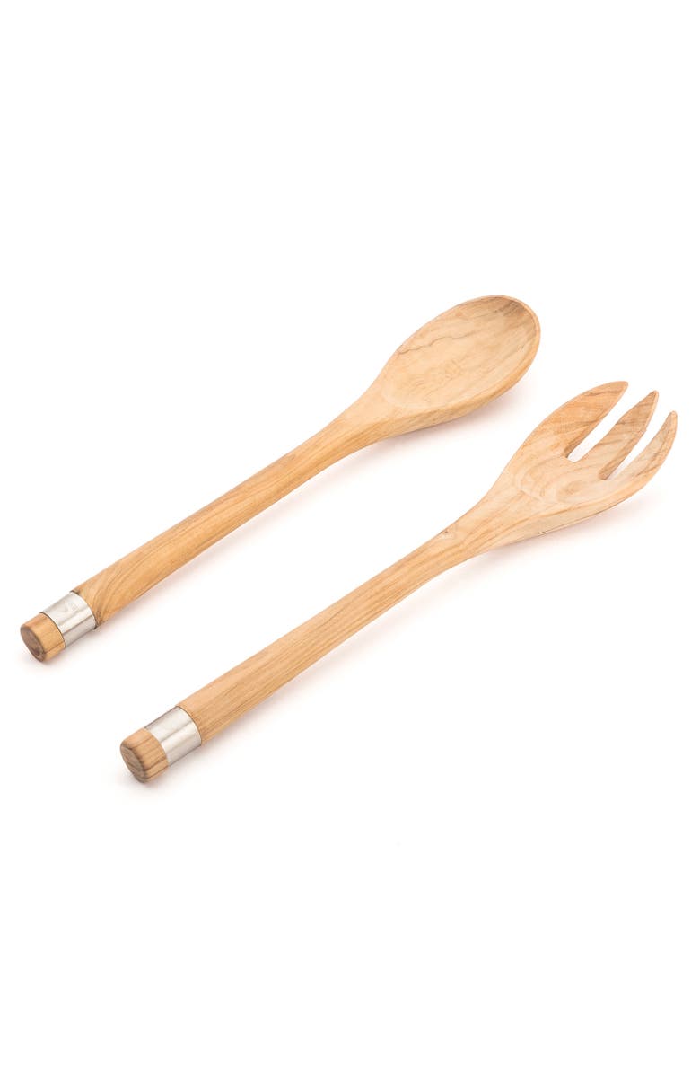 Berard France Olive Wood Handcrafted 2 Piece Salad Server Set, Main, color, Brown