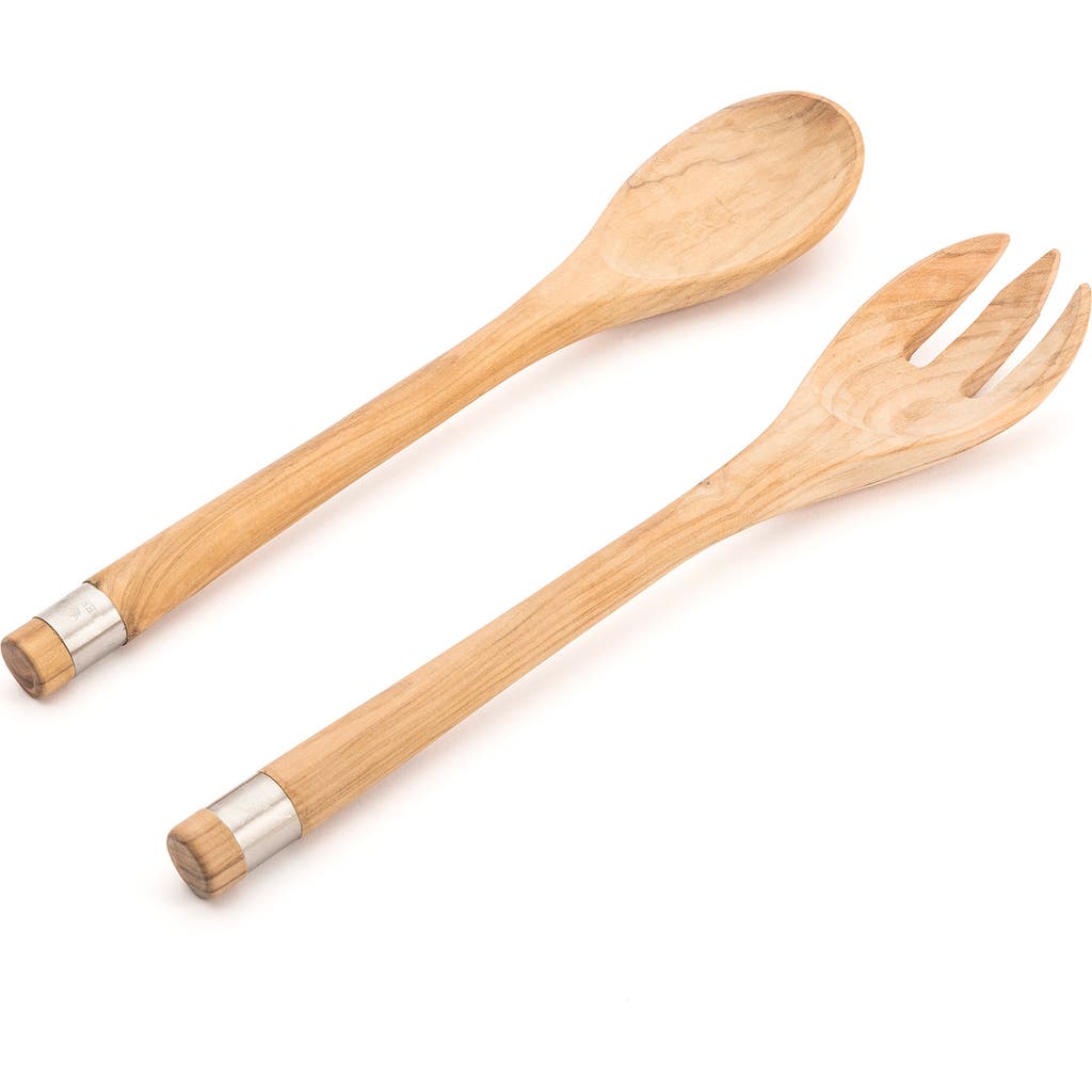 Berard France Olive Wood Handcrafted 2 Piece Salad Server Set in Brown  product