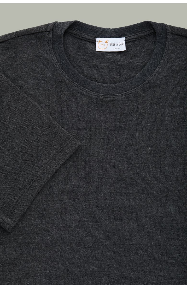 Wolf Vs. Goat (WvG) Heavyweight Viscose Interlock Short Sleeve Crewneck, Alternate, color, Black