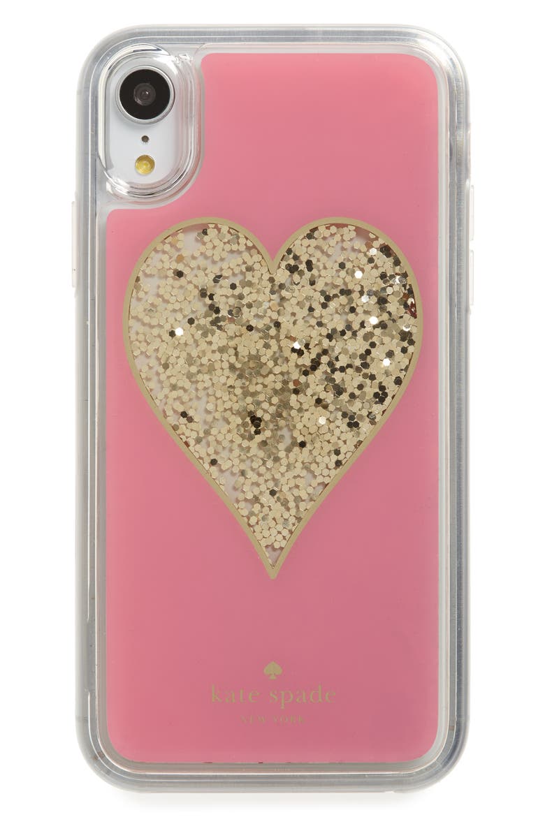 liquid glitter heart iPhone X/Xs/XR & Xs Max case, Main, color, MULTI