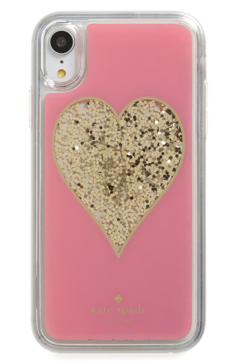 Kate Spade New York liquid glitter heart iPhone X/Xs/XR & Xs Max case, Main, color, 