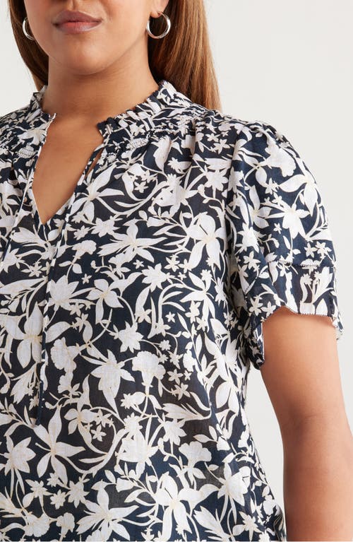 Caslonr Caslon(r) Floral Flounce Sleeve Top In Multi