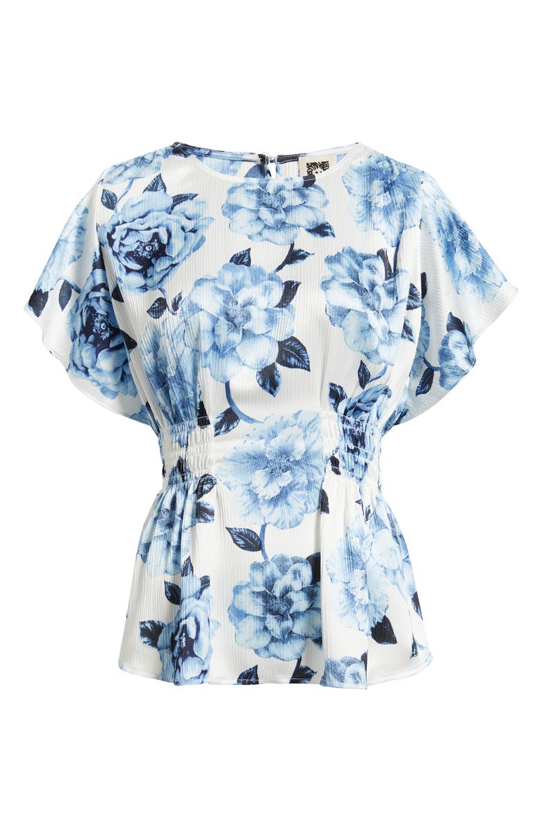 Anne Klein Flutter Sleeve Smock Waist Top, Alternate, color, 