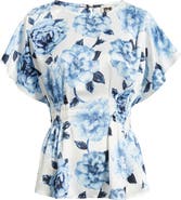 Anne Klein Flutter Sleeve Smock Waist Top