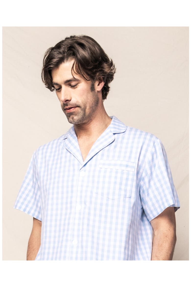 Gingham Cotton Short Pajamas, Alternate, color, BLUE