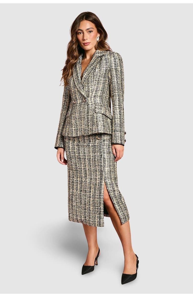 Coast Sequin Tweed Fitted Blazer, Alternate, color, Mono