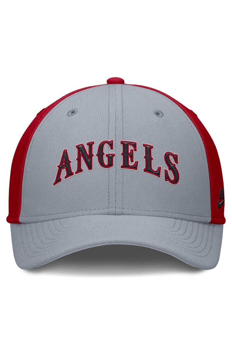 Nike Men's Nike Gray/Red California Angels Rise Swoosh Performance Flex Hat, Alternate, color, Gray