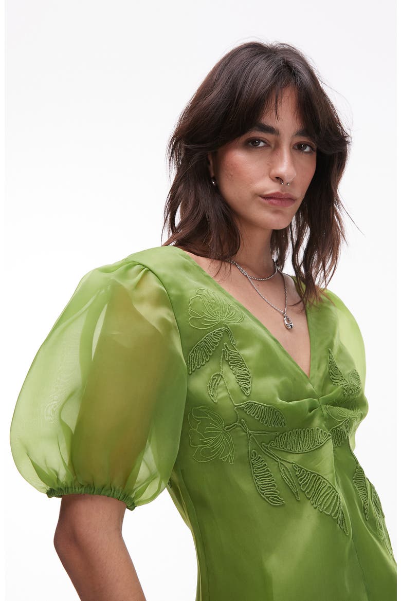 Embroidered Puff Sleeve Top, Alternate, color, MEDIUM GREEN