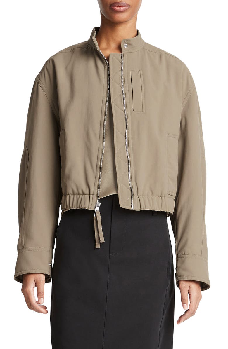 Vince Crop Bomber Jacket, Main, color, 307Oms-Oak Moss