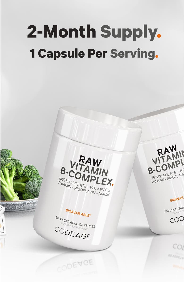 Codeage Raw Vitamin B-Complex Supplement, Alternate, color, White